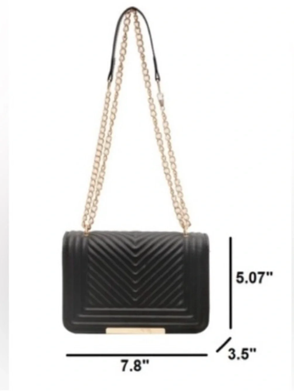 New!Black VEGAN LEATHER CHEVRON GRID CROSSBODY SHOULDER FLAP BAG_5